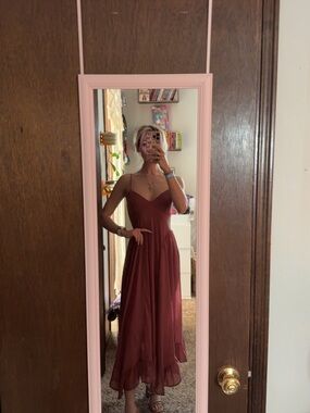 Women's Spaghetti Strap Burgundy Maxi Dress by Future Collective